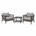 3-teiliges Gartenmöbel-Set Grau/Schwarz mit 2 Sesseln 72 × 76 × 78 cm und Beistelltisch 50 × 50 × 45 cm
