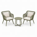 3-teiliges Gartenmöbel-Set mit 2 Sesseln 72 × 76 × 82 cm und rundem Tisch Ø 55 × 45 cm, Olivgrün/Creme