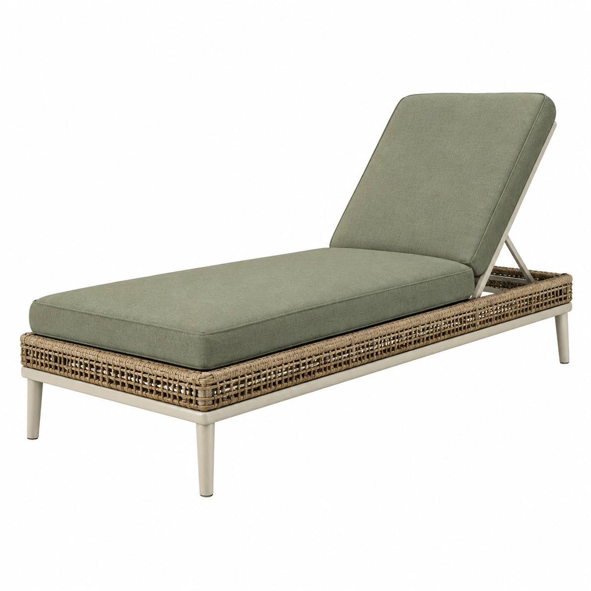 Verstellbare Outdoor-Sonnenliege mit Polsterung, 200 × 70 × 82 cm, Grün/Beige