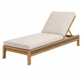 Sonnenliege aus Holz in Natur/Beige, 200 × 70 × 35 cm, mit verstellbarer Rückenlehne
