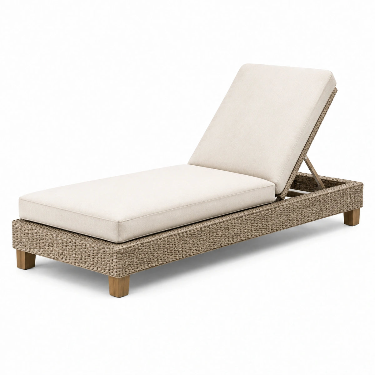 Verstellbare Sonnenliege aus Polyrattan in Beige/Braun, 200 × 70 × 35 cm
