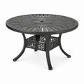 Runder Gartentisch aus schwarzem Metall, Ø 107 × 73 cm, mit Sonnenschirmöffnung und Ablagekorb