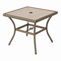 Gartentisch 80 × 80 × 72 cm aus Polyrattan in Taupe und Beige mit Schirmloch
