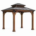 Gartenpavillon aus Holz und Metall, 400 x 300 x 300 cm, Braun/Schwarz