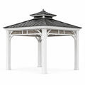 Klassischer Pavillon aus Holz und Metall, 300 × 300 × 320 cm, Weiß/Anthrazit