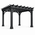 Holzpergola in Schwarz mit offenem Lamellendach, 300 × 300 × 250 cm