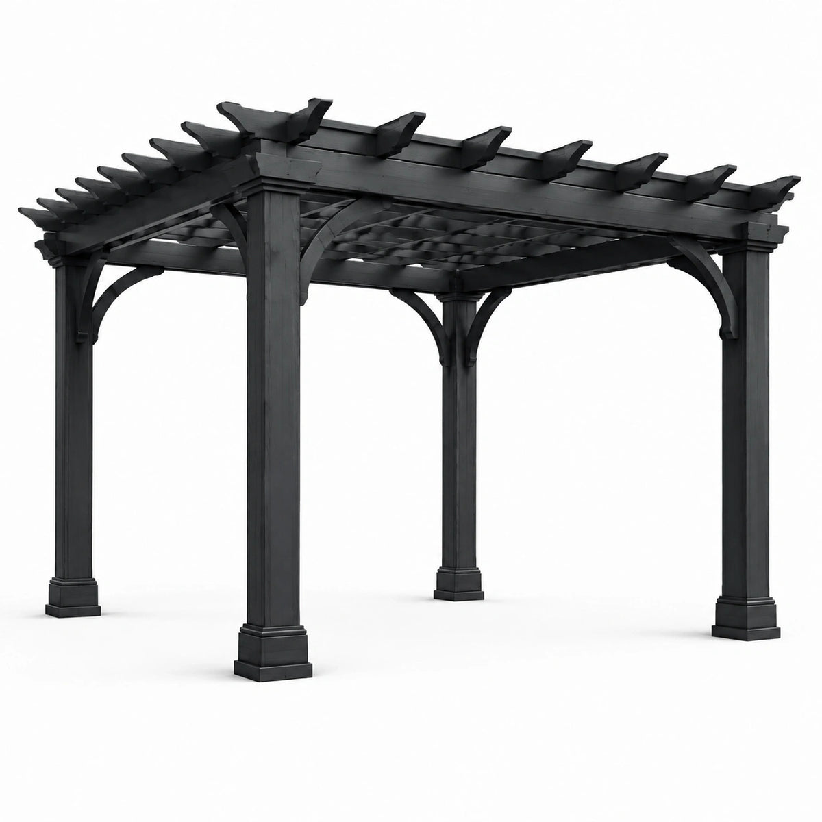 Holzpergola in Schwarz mit offenem Lamellendach, 300 × 300 × 250 cm