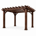 Holzpergola in Dunkelbraun, 300 x 300 x 240 cm, mit offenem Lattendach