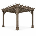 Freistehende Holzpergola 360 × 360 × 250 cm mit offenem Lamellendach, Grau/Braun