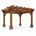 Holzpergola im Landhausstil, 400 × 300 × 250 cm, Braun/Grau/Schwarz