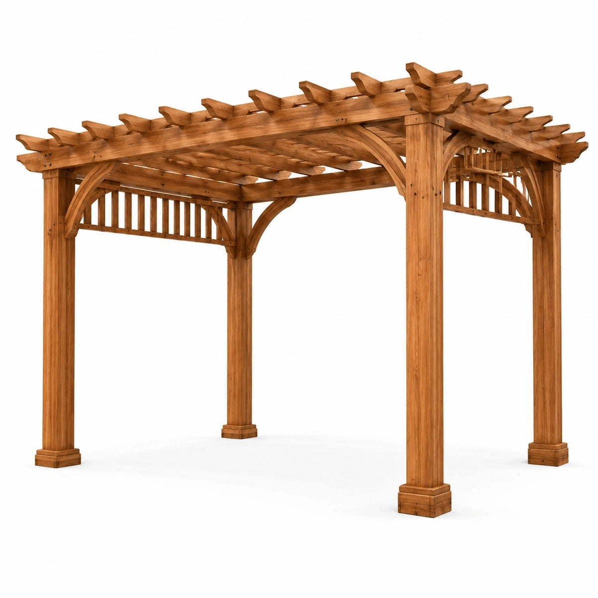 Holzpergola 360 × 360 × 250 cm Naturbraun mit offenem Lamellendach