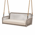 Hängesofa aus Seilgeflecht in Taupe/Beige, 180 × 75 × 65 cm, mit Sitzpolster